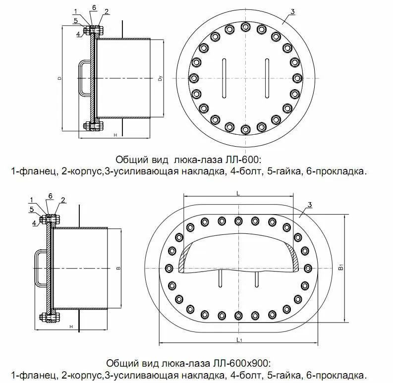 Люки-лазы ЛЛ - схема